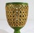 Mid-Century Modern Vintage Ceramic Green & Gold Italian Reticulated Footed Vase or Vessel For Sale - Image 3 of 8