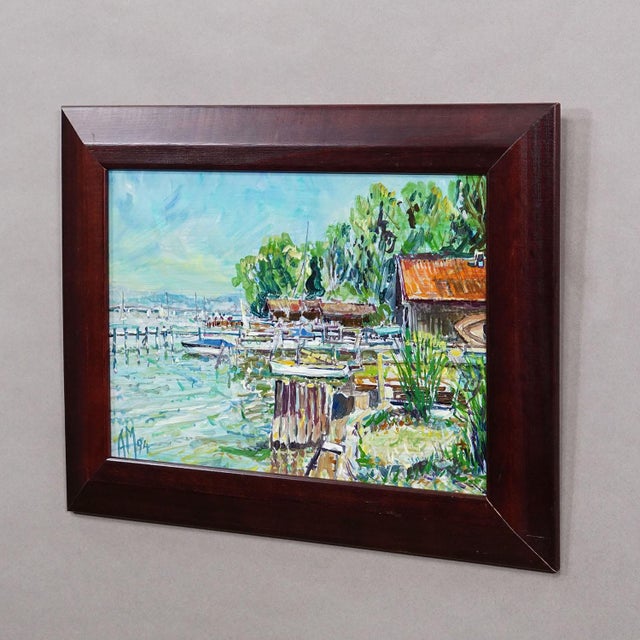 Impressionist Fraueninsel, Eastern Shore – Oil Painting by Alexander Michael, 1994 For Sale - Image 3 of 7