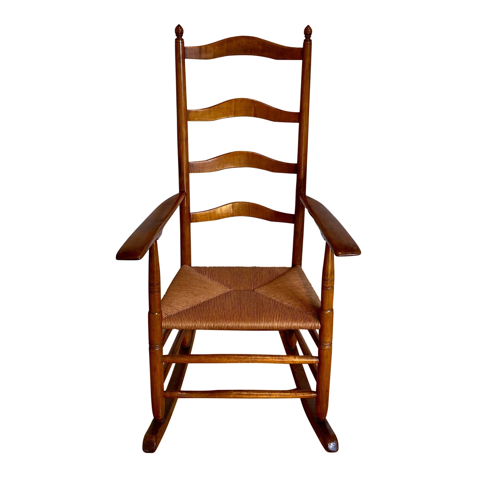 Mid 19th Century Stickley Ladder Back Rush Seating Rocker | Chairish