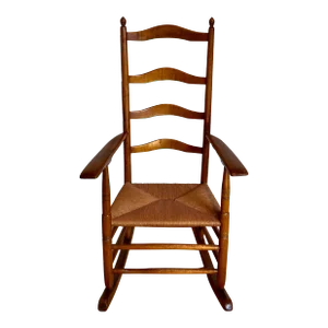 Mid 19th Century Stickley Ladder Back Rush Seating Rocker