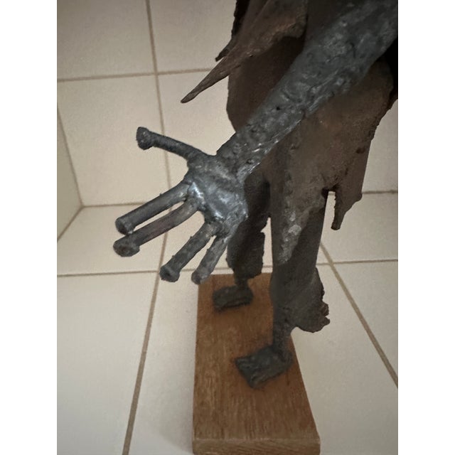 Vintage Brutalist Modernist Welded Steel Figural Sculpture, Signed For Sale - Image 13 of 17