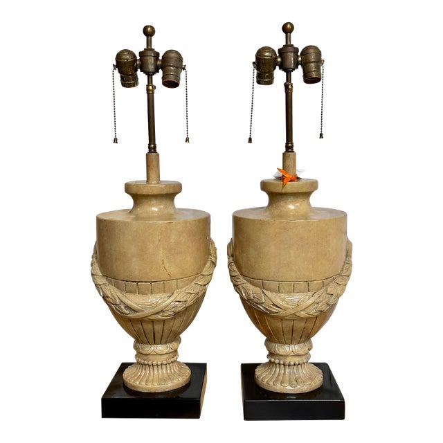 Pair of Nancy Corzine Urn Form Garland Table Lamps For Sale