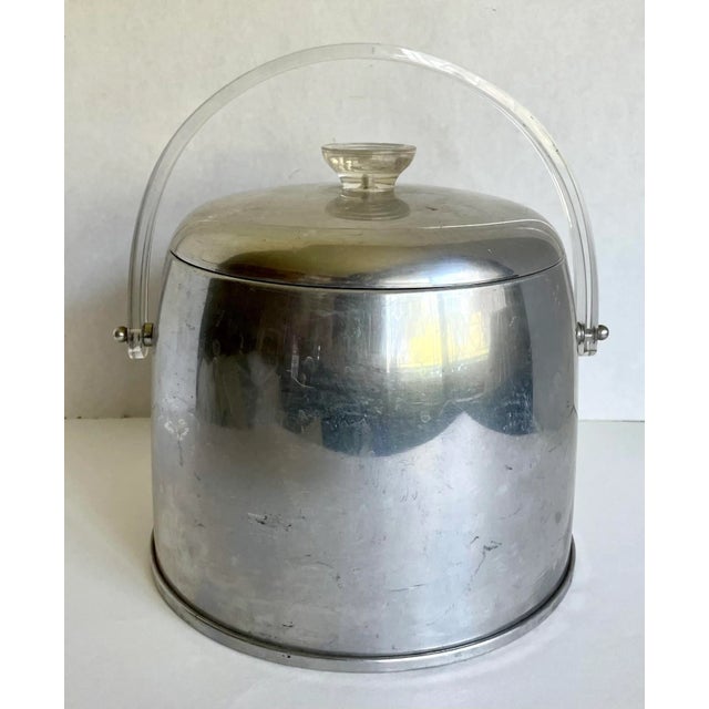 Silver 1950s Atomic Kromex Aluminum Ice Bucket With Lucite Handle For Sale - Image 8 of 8