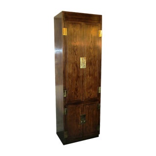 Vintage Henredon Campaign Style Bedroom Armoire For Sale