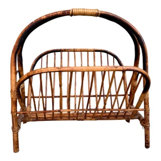 Late 19th Century Tortoiseshell Bamboo Magazine Rack — Antique Asian Chinoiserie For Sale
