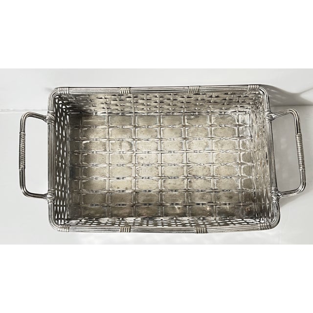 Silver Vintage French Silver Woven Handled Basket (Circa 1930) For Sale - Image 8 of 9