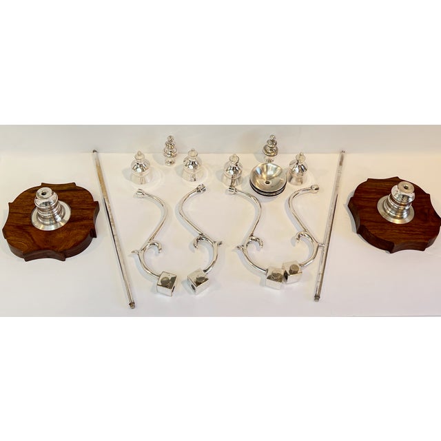 Pair of English Sheffield Plate Adjustable Candle Holders on Wood Bases-Circa 1890 For Sale - Image 9 of 12