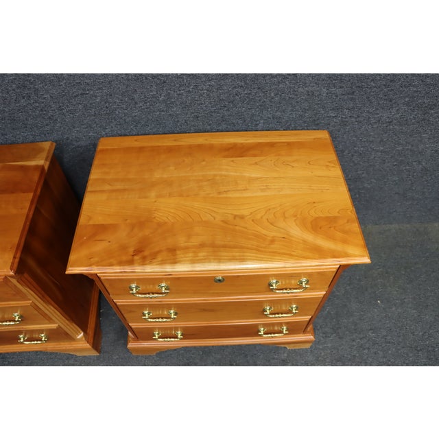 Pair of Harden Cherry Three Drawer Nightstands For Sale - Image 12 of 16
