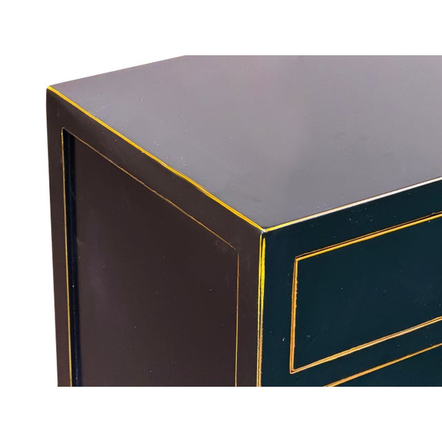 Oriental Black Lacquer Moon Face One Drawer End Table Nightstand For Sale - Image 12 of 12