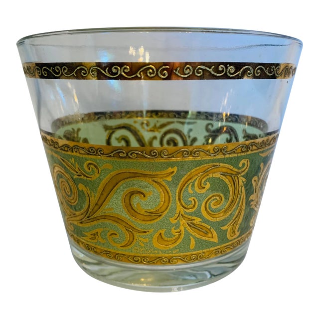 Vintage Culver Ltd. Toledo Green & Gold Ice Bucket For Sale