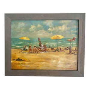 1980s Original Marcos Blahove 'Beach Day’ Oil Painting, Framed
