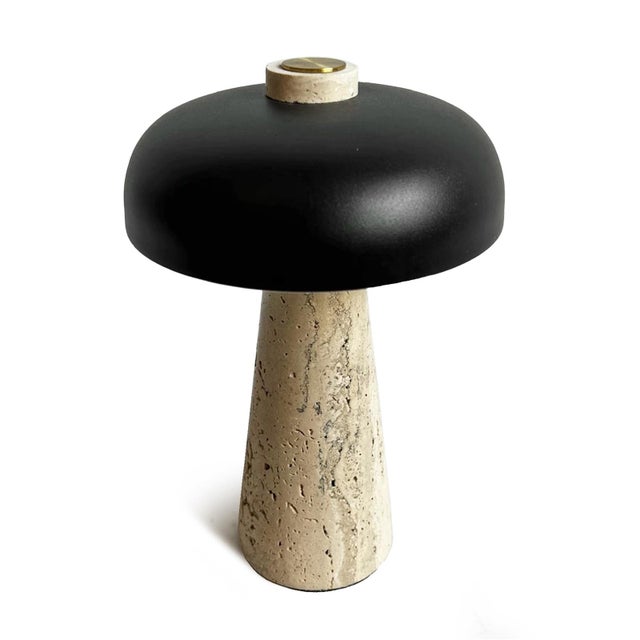 Attractive simple and sturdy, small LED table lamp. Freestanding with no cord needed. Beautiful black metal mushroom...