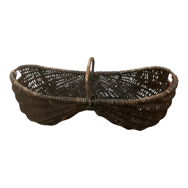 Mid 19th Century Large French Wine/Grape Harvest Buttocks Basket. Made From Handwoven Wicker For Sale