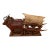 Late 19th Century Japanese Carved Wooden Ox Oxen Drawn Tumbril Cart Sculpture For Sale