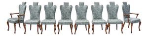 English Upholstered Dining Chairs Pied-De-Biche Styling