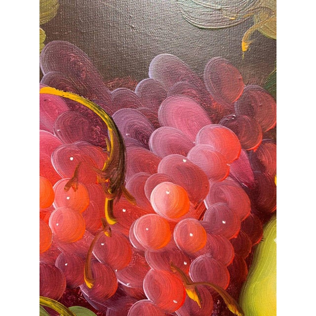 Textile Original Still Life Oil Painting on Canvas, Fruits, Framed For Sale - Image 7 of 10