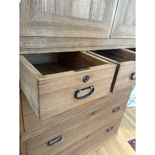 Brown Vintage Japanese Kimono Kannon Biraki Tansu 3 Section Dresser Cabinet For Sale - Image 8 of 11