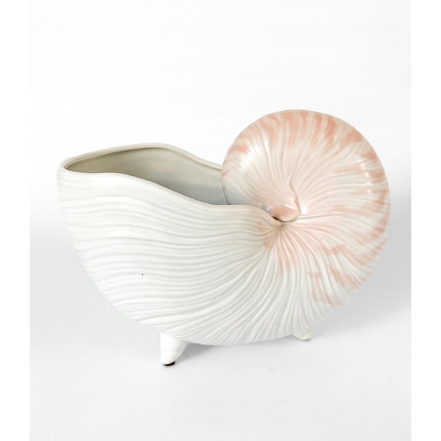 Ceramic Large Vintage Fitz & Floyd Footed Nautilus Shell Planter For Sale - Image 7 of 10