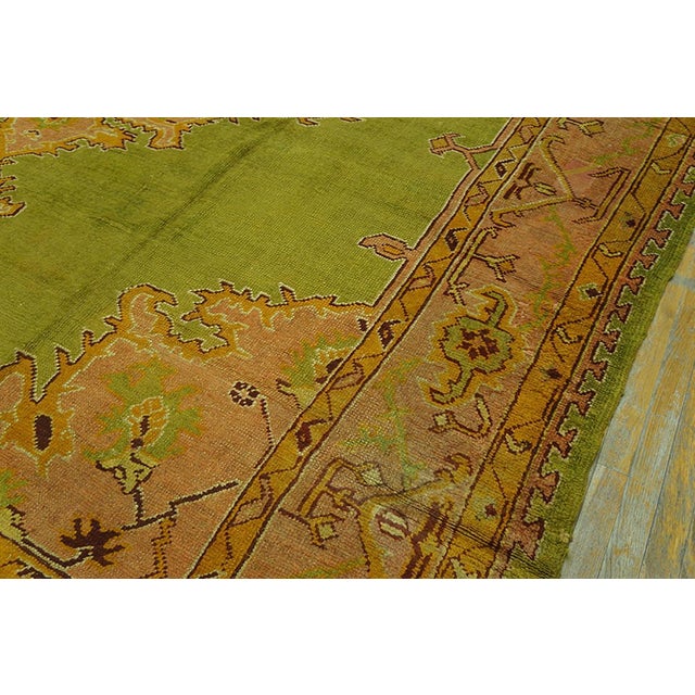 Traditional Impressive Olive Green Background and Medallion Design Antique Turkish Oushak Rug For Sale - Image 3 of 6