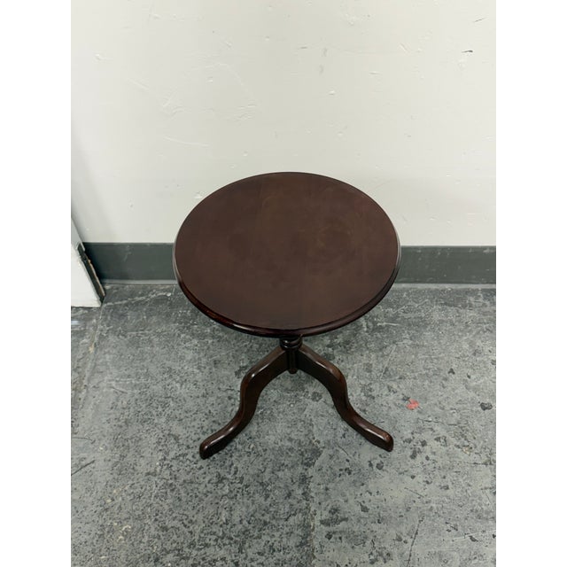 Late 20th Century Bombay Company Round Tripod Pedestal Accent Table, Dark For Sale - Image 5 of 12