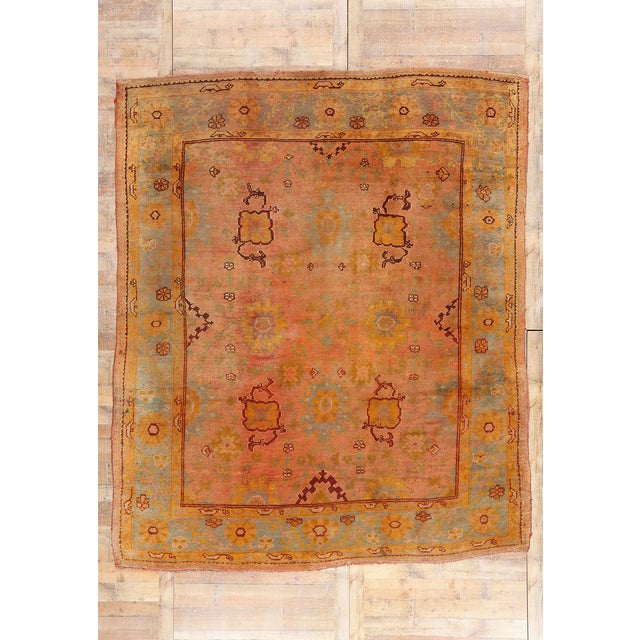 Late 19th Century Antique Turkish Oushak Rug - 09'04 X 11'06 For Sale - Image 9 of 9
