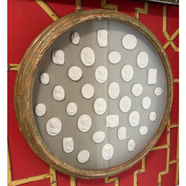 Grand Tour Framed Grand Tour Style Plaster Intaglio Cameos in Antique Frame For Sale - Image 3 of 6