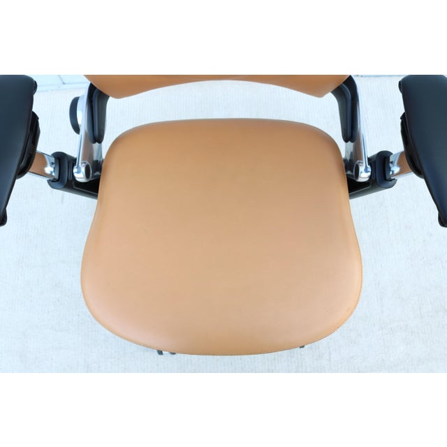 Steelcase Leap Coach Limited Edition Ergonomic Desk Chair in Camel Tan Leather For Sale - Image 15 of 18