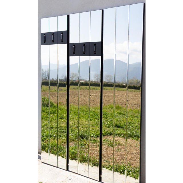 Black Three-Module Mirrored Wall Coat Hanger, 1970s, Set of 3 For Sale - Image 8 of 18