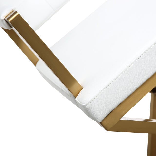 2020s Director White Vegan Leather & Gold Steel Counter Stool For Sale - Image 5 of 10