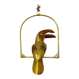 Vintage Sergio Bustamante Toucan Bird Sculpture in Brass and Copper For Sale