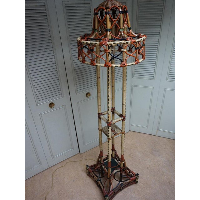 Art Nouveau Rattan Wicker Floor Lamp, 1890s For Sale - Image 4 of 18