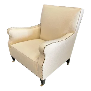 Bergamo Tribuna Upholstered & Mahogany O’Hara Lounge Chair From the Madeline Stuart Collection