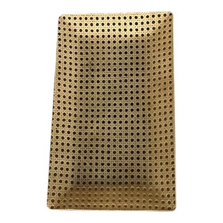 1970s Vintage Serving Tray in Lucite With Capsuled Blonde Rattan in the Manner of Christian Dior For Sale