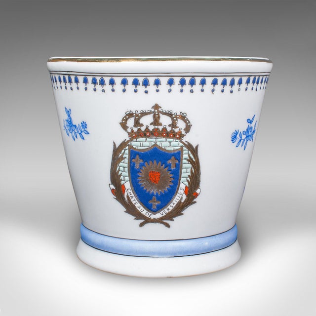 Our Stock # 25131 This is a contemporary decorative planter bowl. A French, handpainted Chinese ceramic jardiniere pot by...