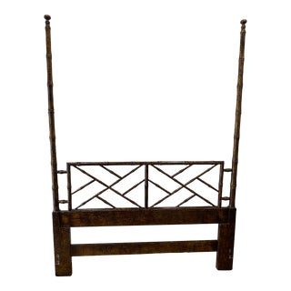 1970s Queen Size Henredon Artefacts Collection Faux Bamboo Headboard For Sale