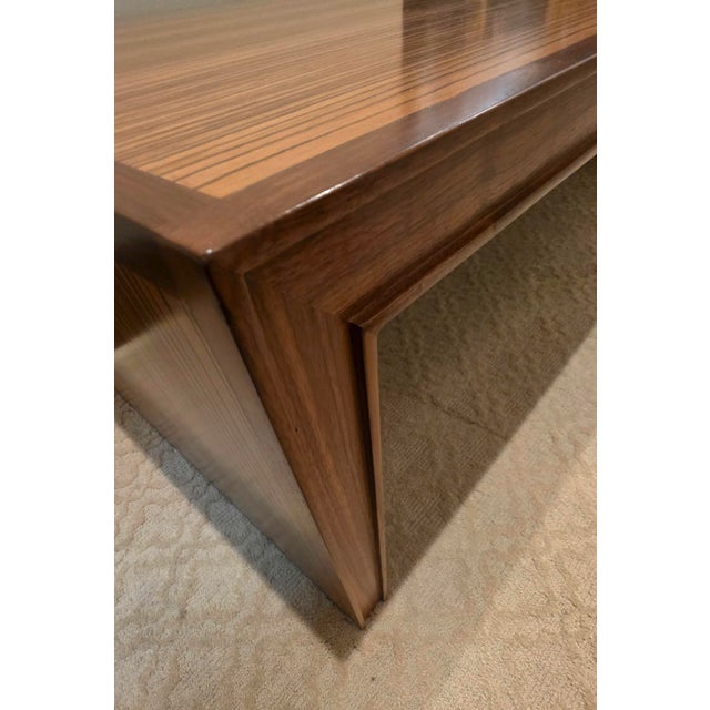 Ebanista Barcelo Zebra Wood With Walnut Edge Detail Cocktail Table For Sale - Image 4 of 4