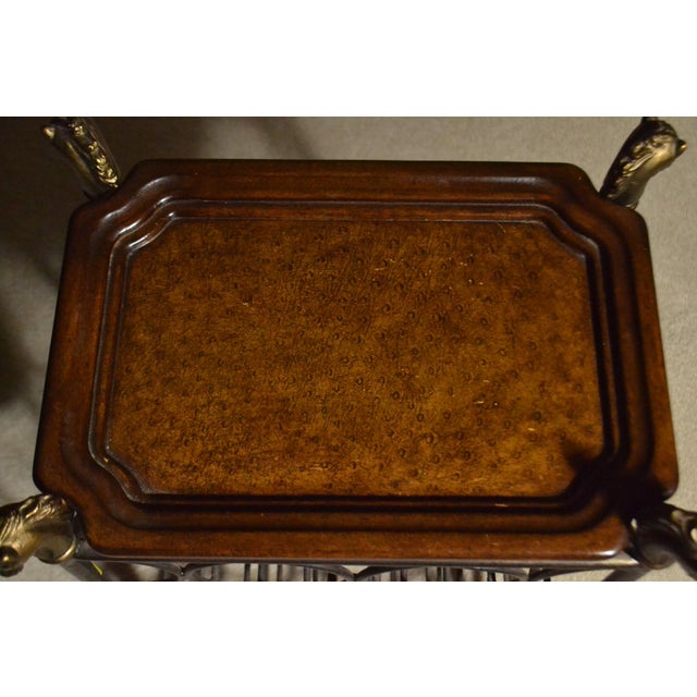 Vintage Maitland Smith Brass Bronze Horse Head Equestrian Wine Rack Leather Tray For Sale In Chicago - Image 6 of 13
