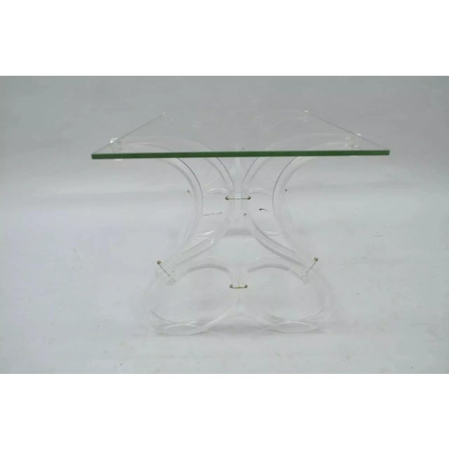 Transparent Mid Century Modern Scrolling Ribbon Lucite Glass Hollywood Regency Coffee Table For Sale - Image 8 of 10