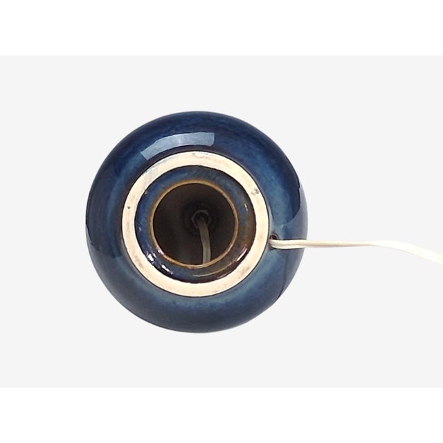 1960s Søholm Stentøj, Small Table Lamp, Dark Blue Stoneware, For Sale - Image 13 of 13
