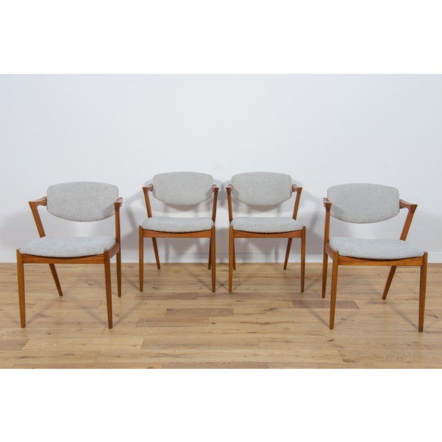 Mid-Century Teak Model 42 Dining Chairs by Kai Kristiansen for Schou Andersen, 1960s, Set of 4 For Sale - Image 6 of 18