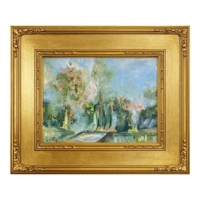Whimsical Alabama Plein Air Spring Landscape Painting on Panel — Bold Impasto Color, Framed For Sale