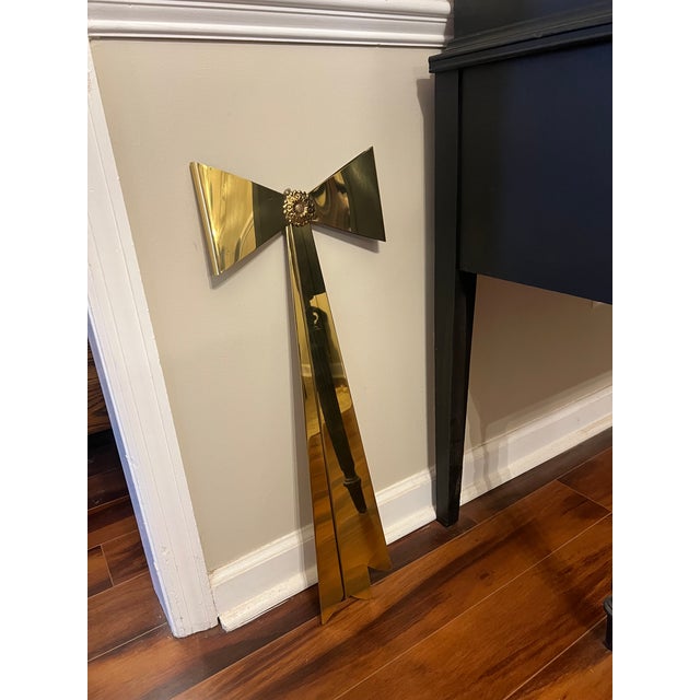 Large 26" Vintage Brass Bow & ribbon Wall/Door Hanging. Good vintage condition with minimal wear. The bow measures 10”W....