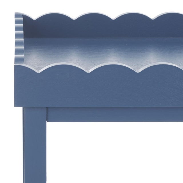Spritely Home Starlyn Scalloped Accent Table in Blue For Sale - Image 4 of 8