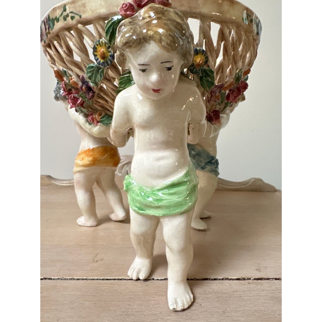 Italian Vintage Italian Cupid Basket Weave Bowl For Sale - Image 3 of 11