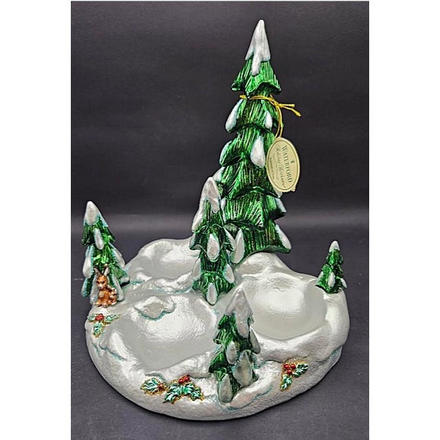 1990s Waterford Christmas Tree Snowy Village Forest Display Winter Scene for Ornaments Table Centerpiece For Sale - Image 9 of 13