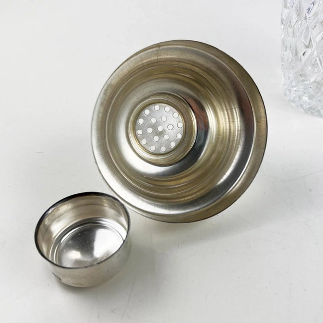 Vintage Italian Crystal and Silver Cocktail Shaker, 1940s For Sale - Image 9 of 11