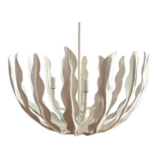 Sculptural Plaster White Seaweed Chandelier Pendant Light For Sale