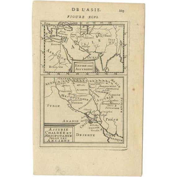 Antique Map of the Empire of the Assyriens by Mallet, 1683 For Sale