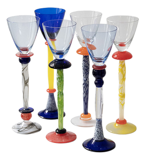 Limited Edition Murano Glass Goblets by Mimmo Rotella for Bisazza, 1997, Set of 6