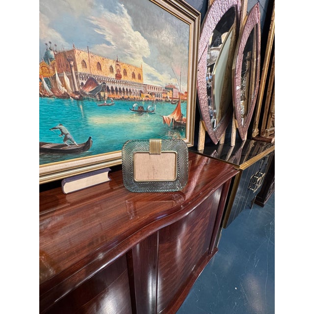 Italian Murano Fontana Green Picture Frame For Sale - Image 4 of 6
